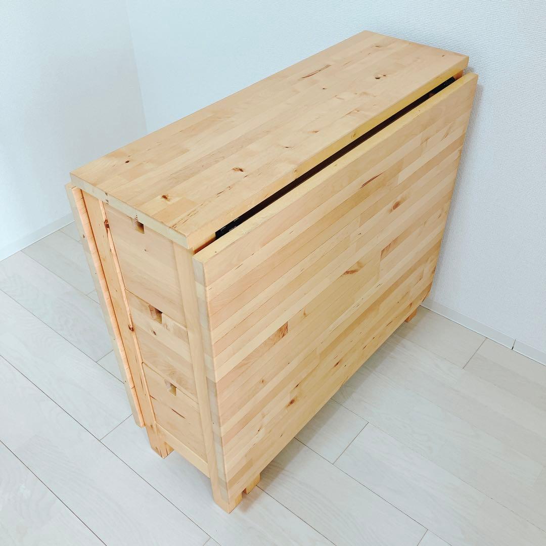 11/22迄イケア 折りたたみダイニングテーブル ノールデン　木目　引き出し付き