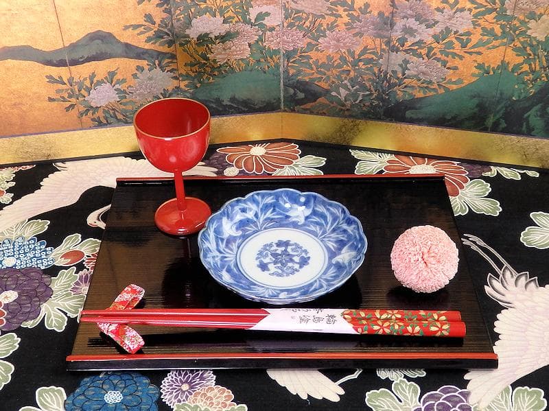 古伊万里　染付　白抜　葦に鷺の図　手塩皿　F401AS-DCj