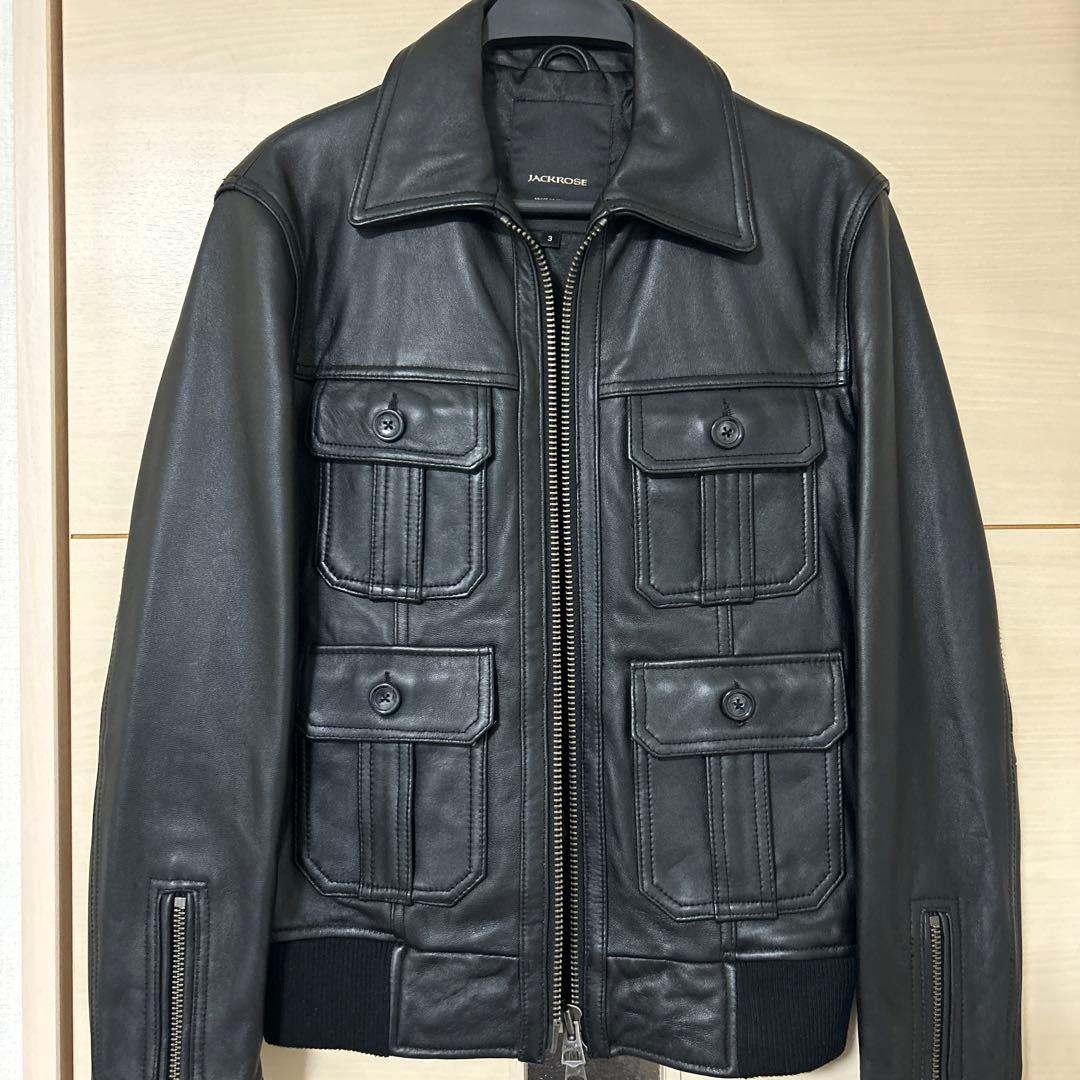 ジャックローズ ブラックレザーシングルライダースジャケット サイズ3 匿名発送