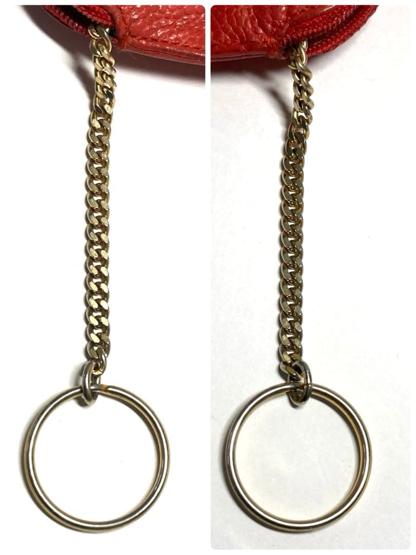 シャネル　キャビアスキン　ココマーク　ポーチ　ケース　カードケース　レッド