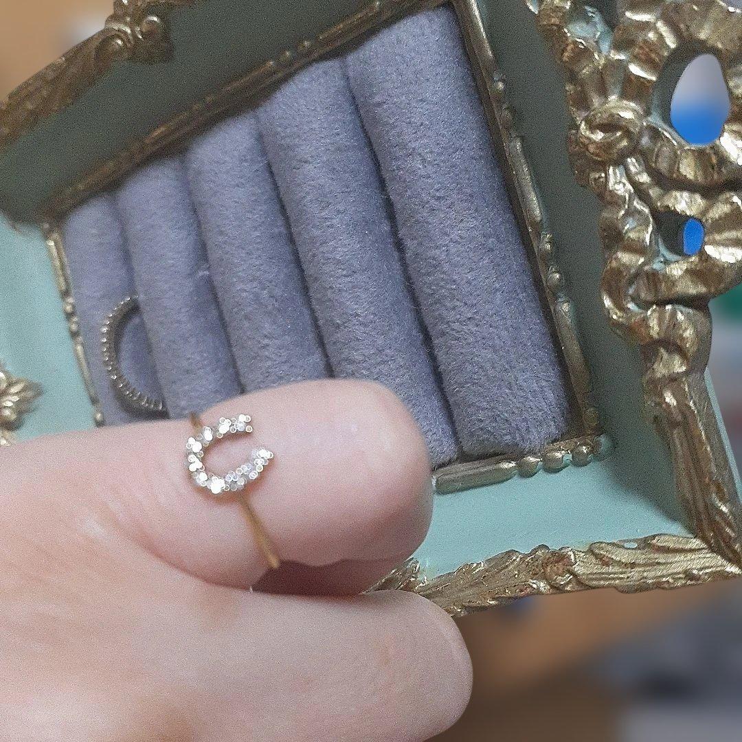 お値下げK18 ホースシュー型ダイヤモンドリングピンキー