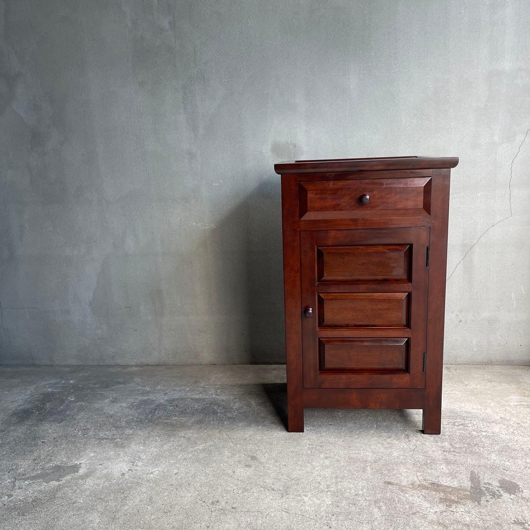 美品　松本民芸家具 ミズメザクラ無垢材 C型電話台 キャビネット 天然木