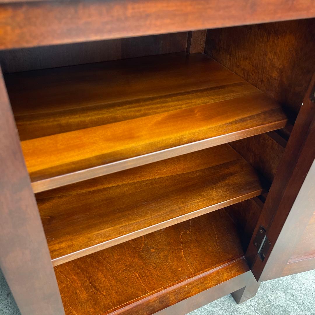 美品　松本民芸家具 ミズメザクラ無垢材 C型電話台 キャビネット 天然木