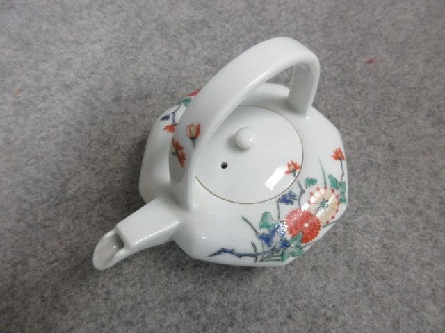 十三代 酒井田柿右衛門 錦手 菊文 面取り 銚子 共箱 [B23507]