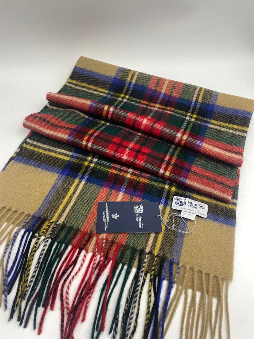 JOHNSTONS ジョンストンズ 中判チェックストール　マフラー　カシミヤ