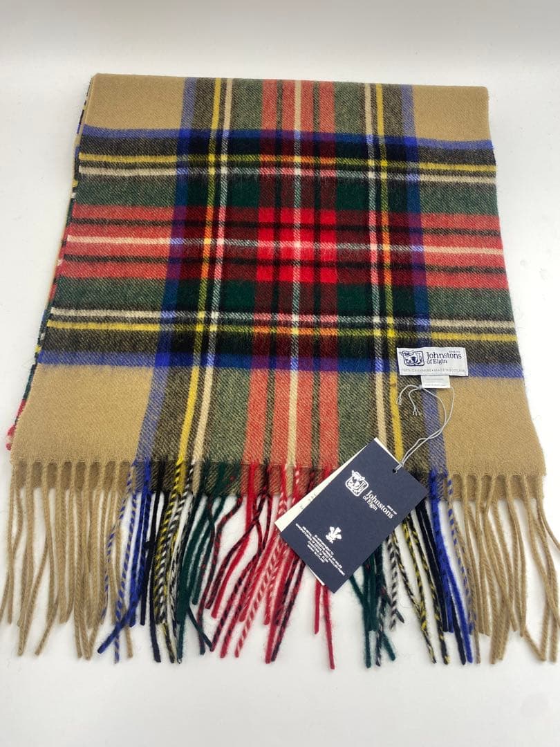 JOHNSTONS ジョンストンズ 中判チェックストール　マフラー　カシミヤ