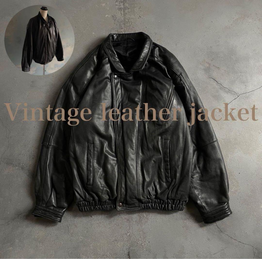 vintage leather jacket 本革レザージャケット　シルエット◎