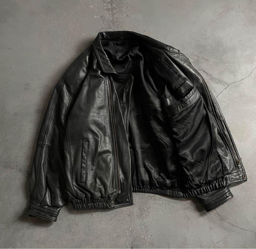 vintage leather jacket 本革レザージャケット　シルエット◎