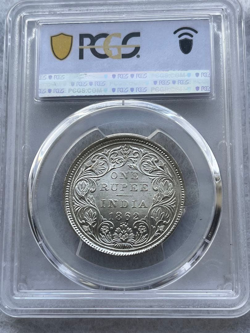 MS64 英領 インド ルピー 銀貨 1862B ヴィクトリア PCGS