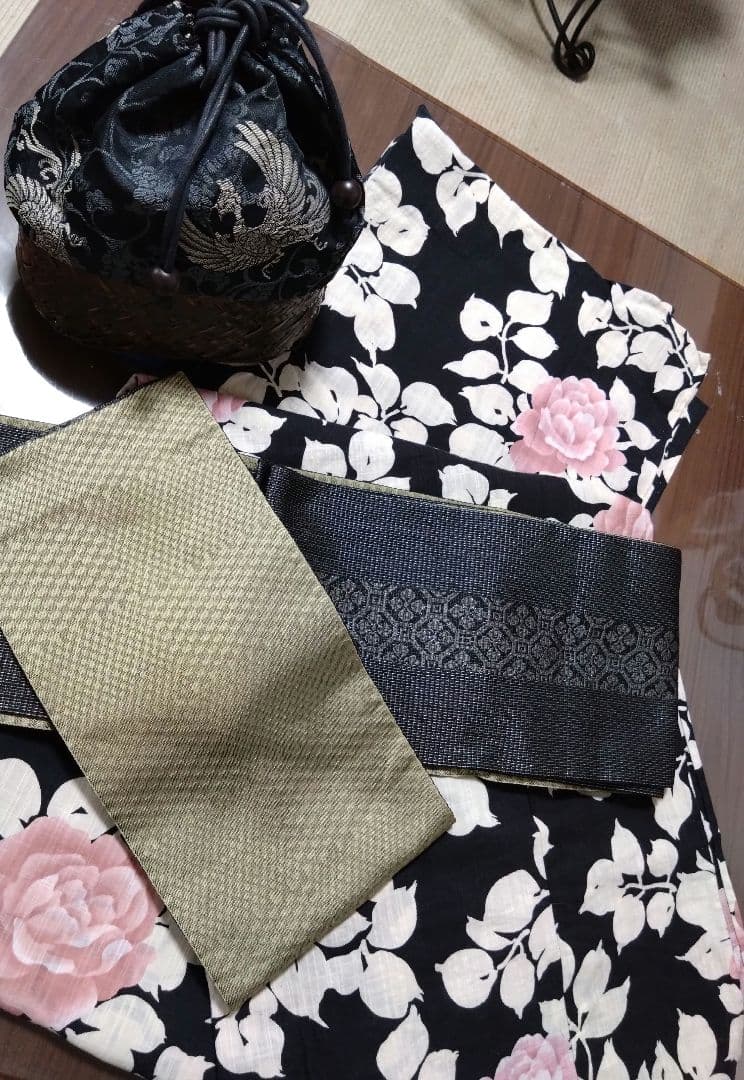 苺さま専用【美品】コムサデモードの浴衣と帯と籠巾着バックの3点セット