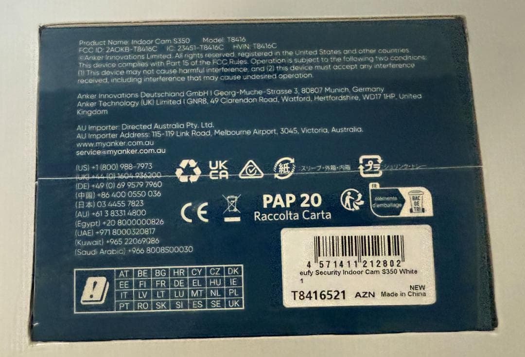 Anker Eufy セキュリティカメラ インドアカメラ S350 Wi-Fi