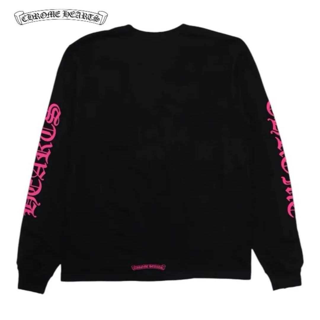【新品正規品】CHROME HEARTS 長袖Tシャツ　ブラック　ピンク 美品