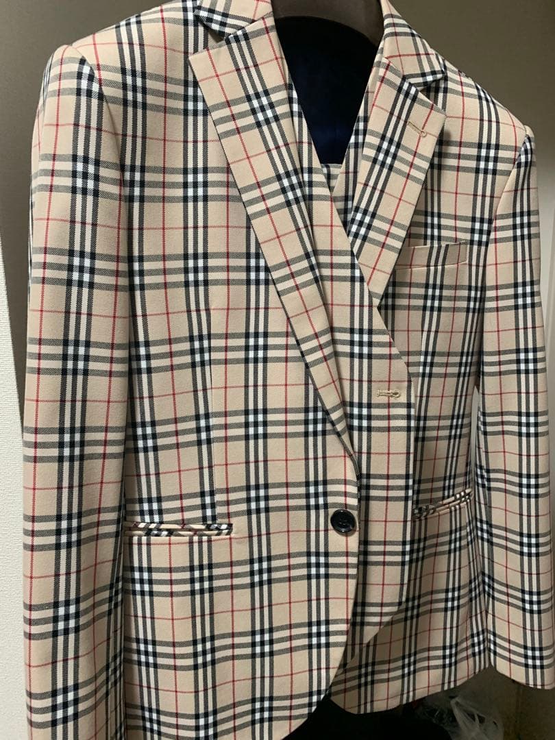 バーバリー調 チェック柄 スーツ 上下 ベスト
