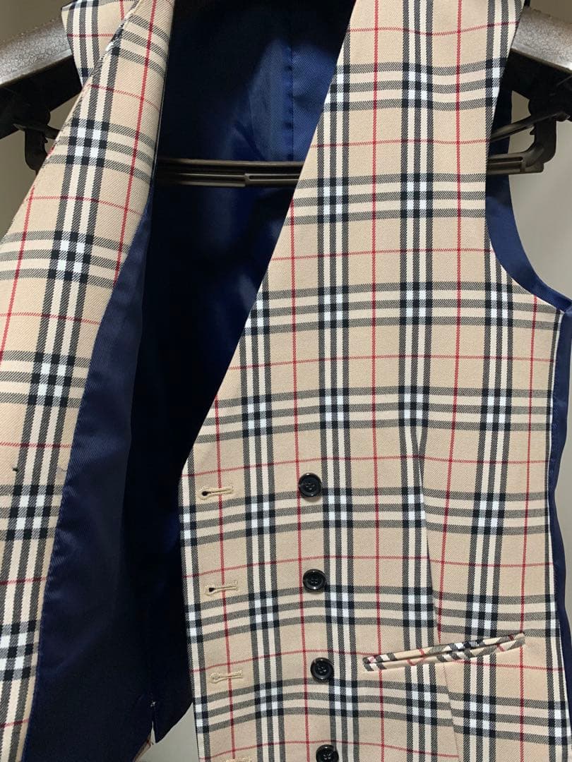 バーバリー調 チェック柄 スーツ 上下 ベスト