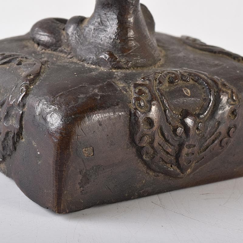 中国　書道具　篆刻　古銅　唐子摘　印材　V　7465