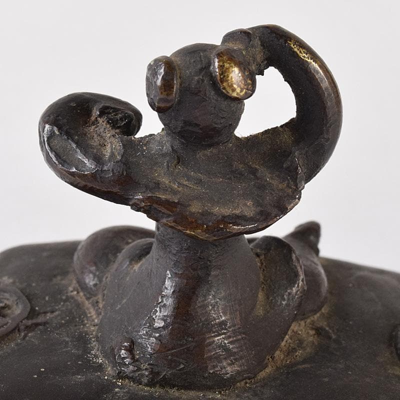 中国　書道具　篆刻　古銅　唐子摘　印材　V　7465