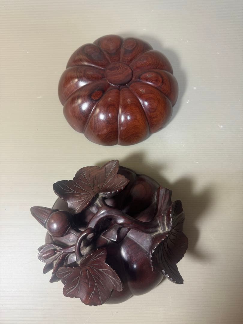 2468 茶道具　唐木かぼちゃ香合　蓋物