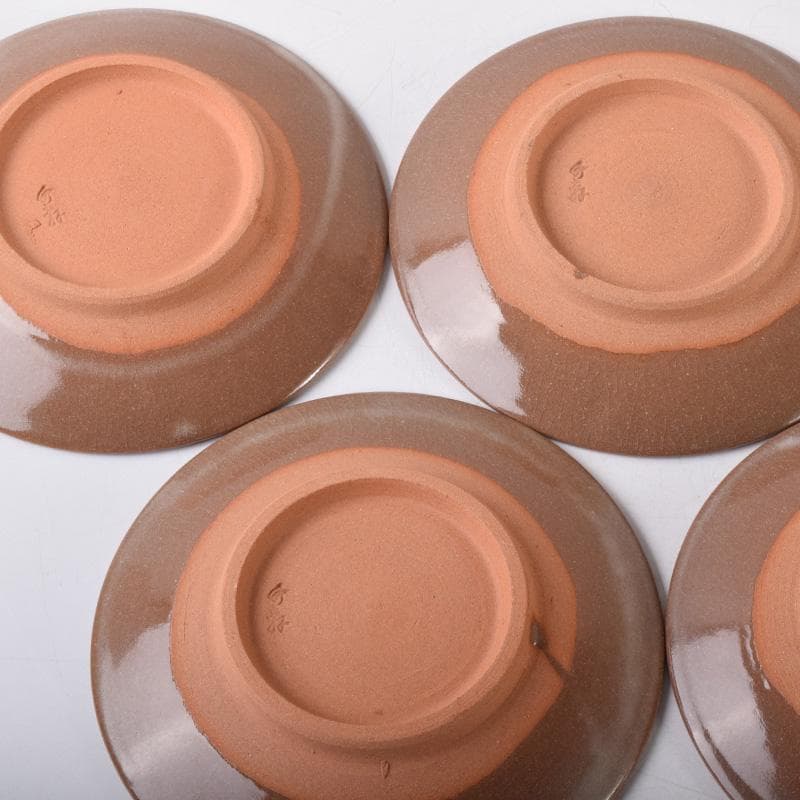 和食器　三浦竹軒作　一力皿　五客　共布共箱　C　7986