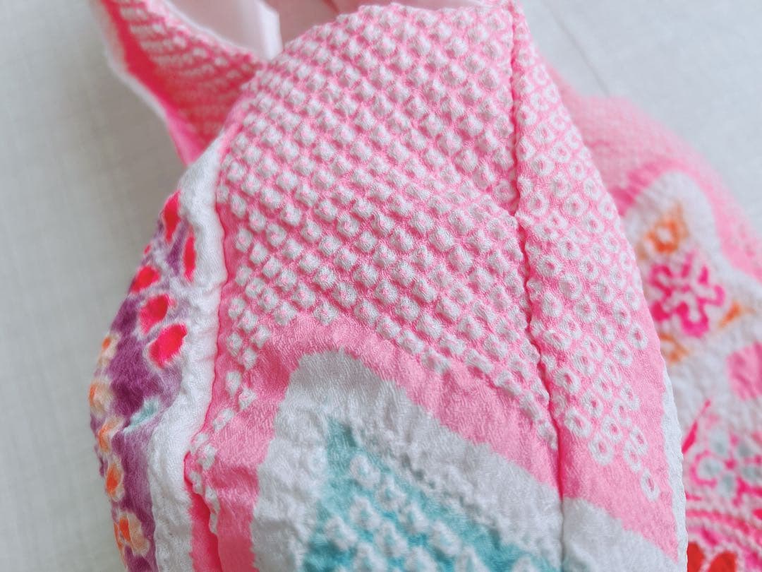 七五三 3歳着物 被布セット 白 絞り加工