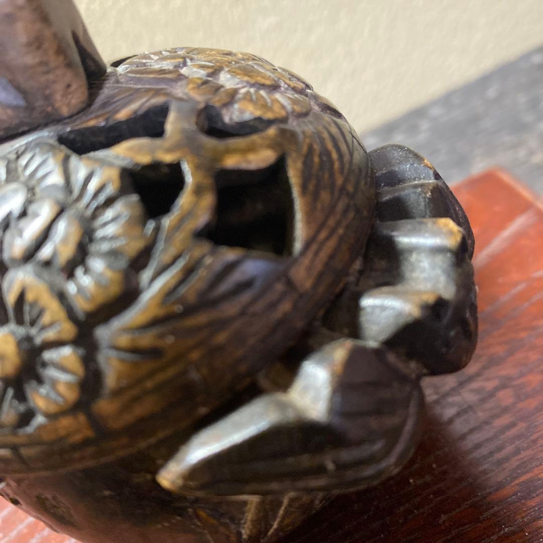 透かし掘龍図玉香炉