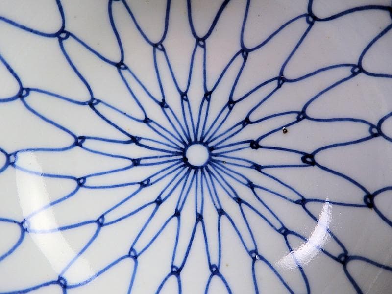 古伊万里　染付　網目紋様の図　盃洗　D471AS-AZq