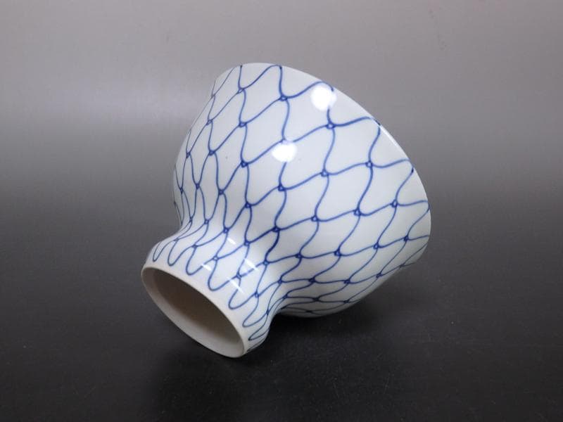 古伊万里　染付　網目紋様の図　盃洗　D471AS-AZq