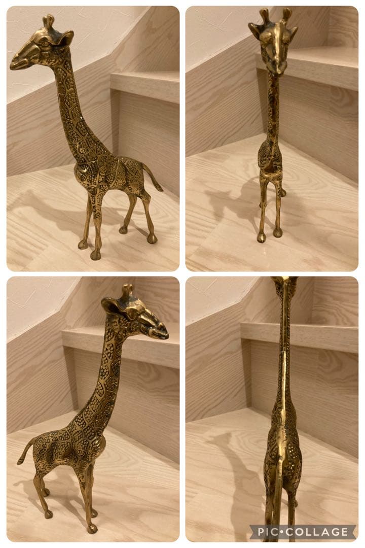 ブラス製キリンの彫刻 2体セット