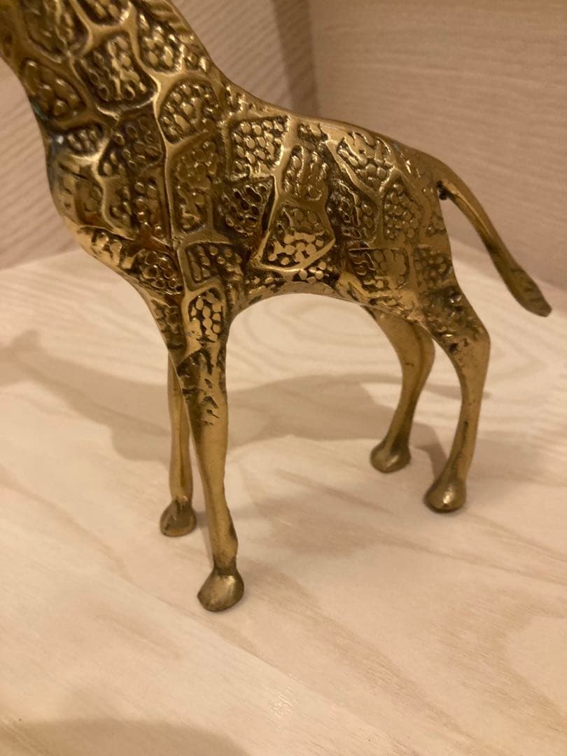 ブラス製キリンの彫刻 2体セット