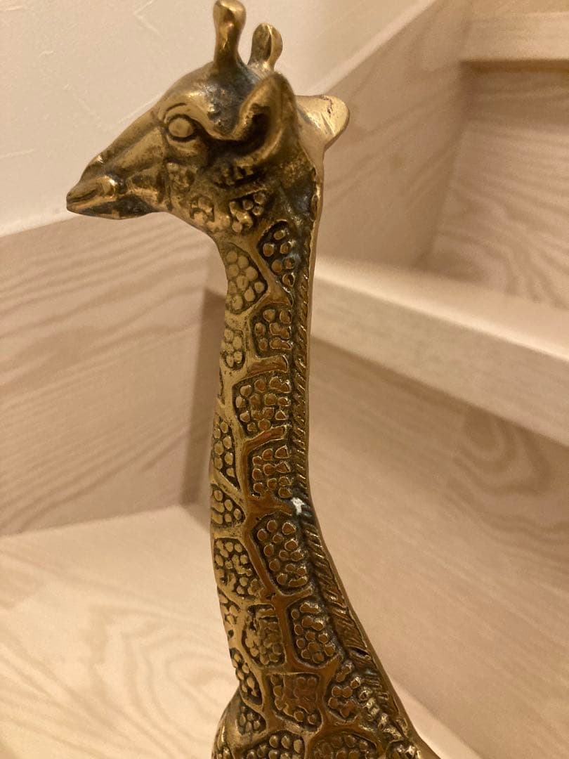 ブラス製キリンの彫刻 2体セット