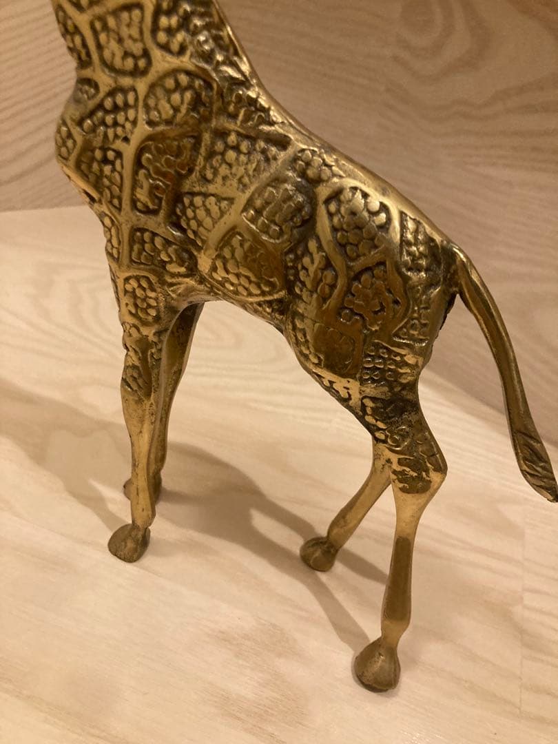 ブラス製キリンの彫刻 2体セット