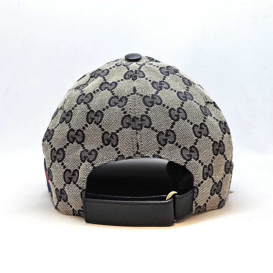 グッチ GG キャンバス ベースボール キャップ 帽子 紺 ネイビー ベージュ