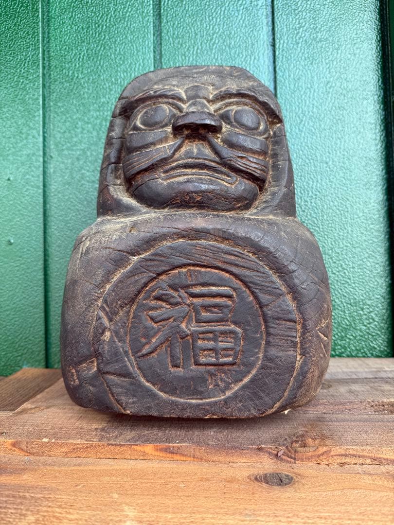 達磨　木彫福の達磨像 約30cm