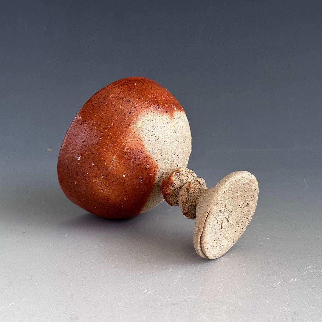 陶芸　備前焼　火襷　馬上盃　末廣学　共箱　酒器　酒盃　日本酒