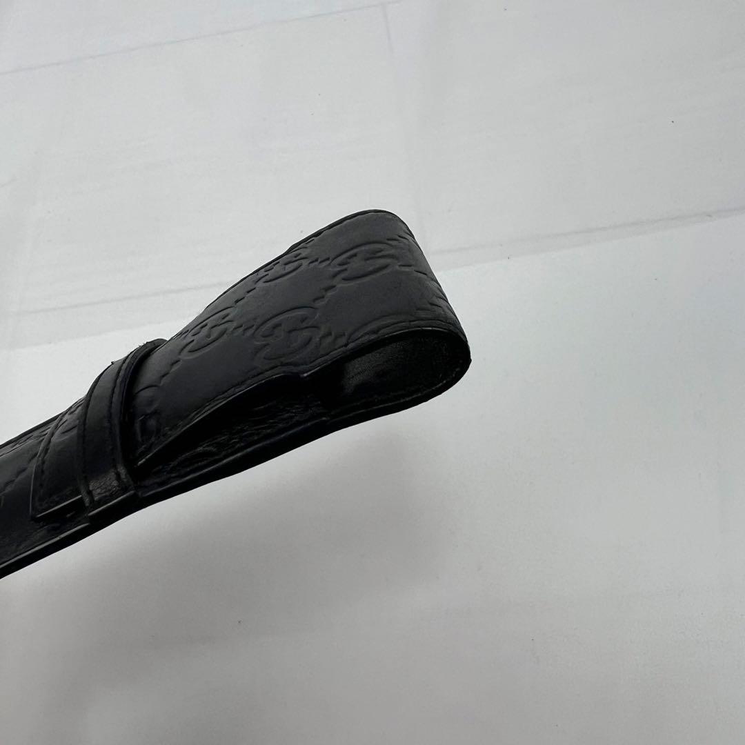 美品 グッチ ペンケース シマレザー GG柄 レザー 本革