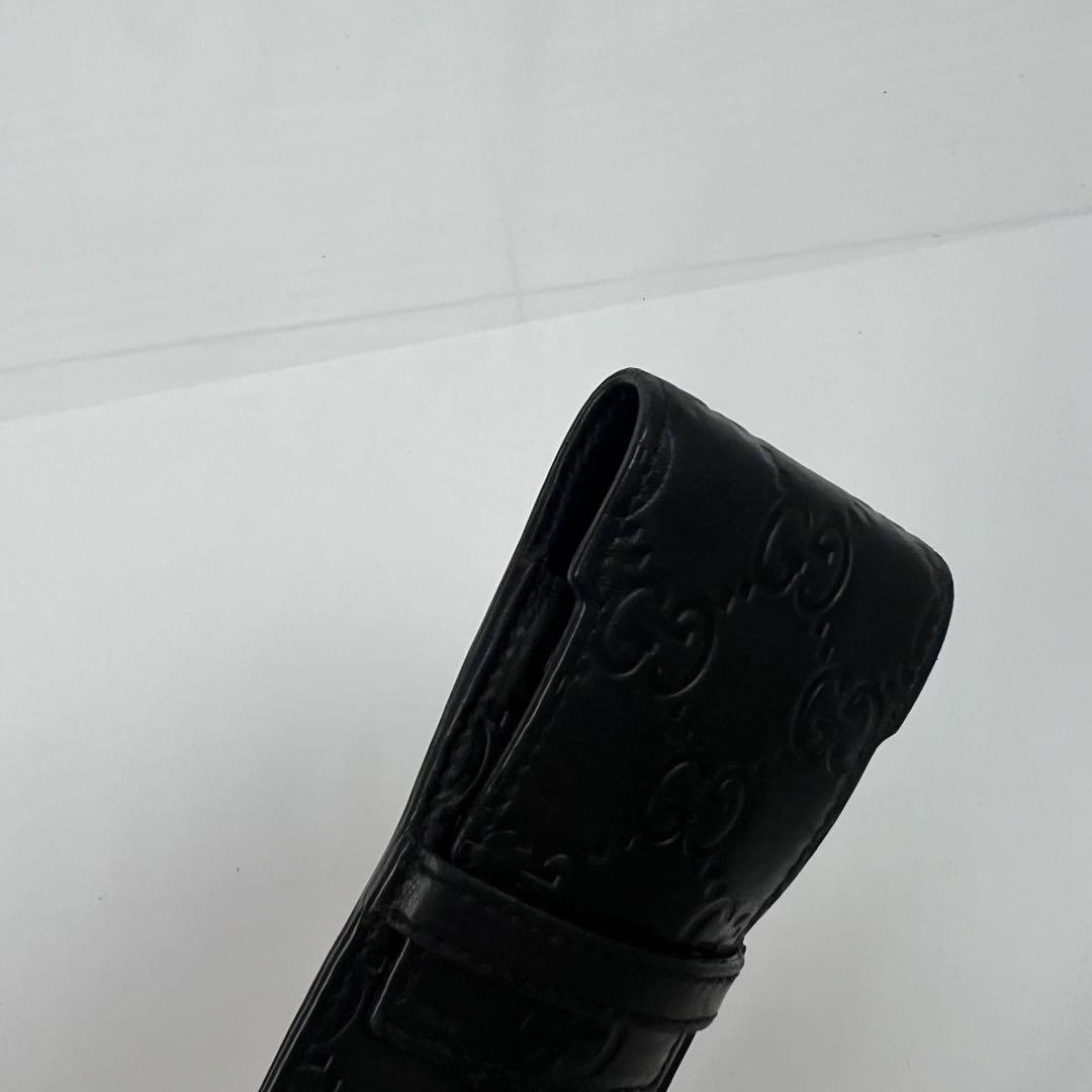 美品 グッチ ペンケース シマレザー GG柄 レザー 本革