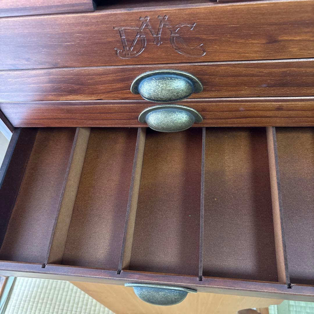 フランス　DMC 裁縫箱　刺繍糸　キャビネット　引き出し　ソーイングボックス