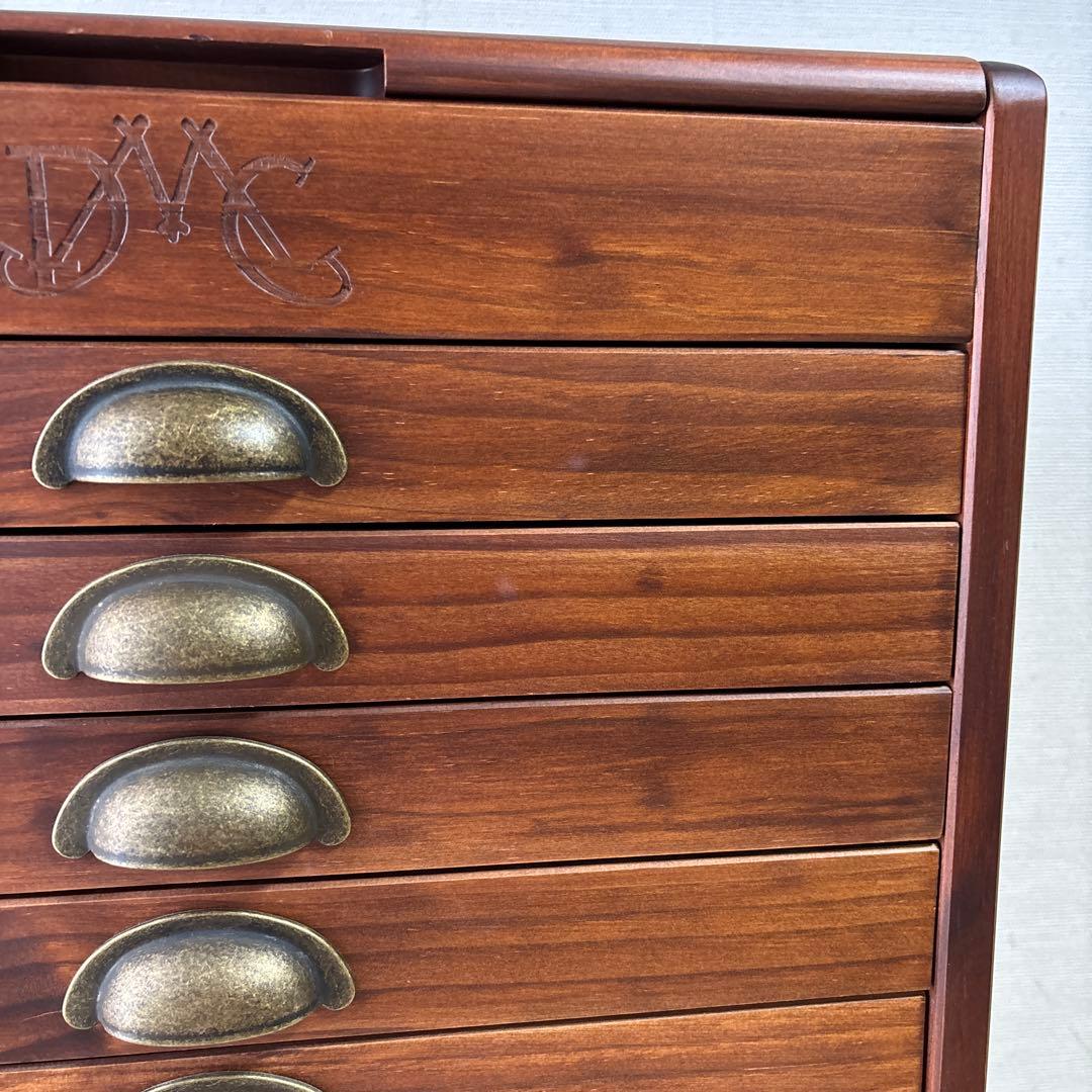 フランス　DMC 裁縫箱　刺繍糸　キャビネット　引き出し　ソーイングボックス