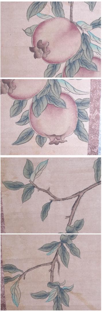 蔵整理品　中国清時代掛け軸　肉筆水彩絵　骨董品I1568 A13-1