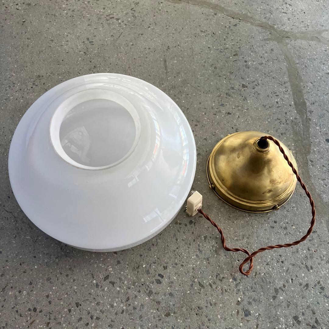 レトロ　アンティーク　古道具　真鍮　ガラス　ランプシェード　電灯　電球　ライト