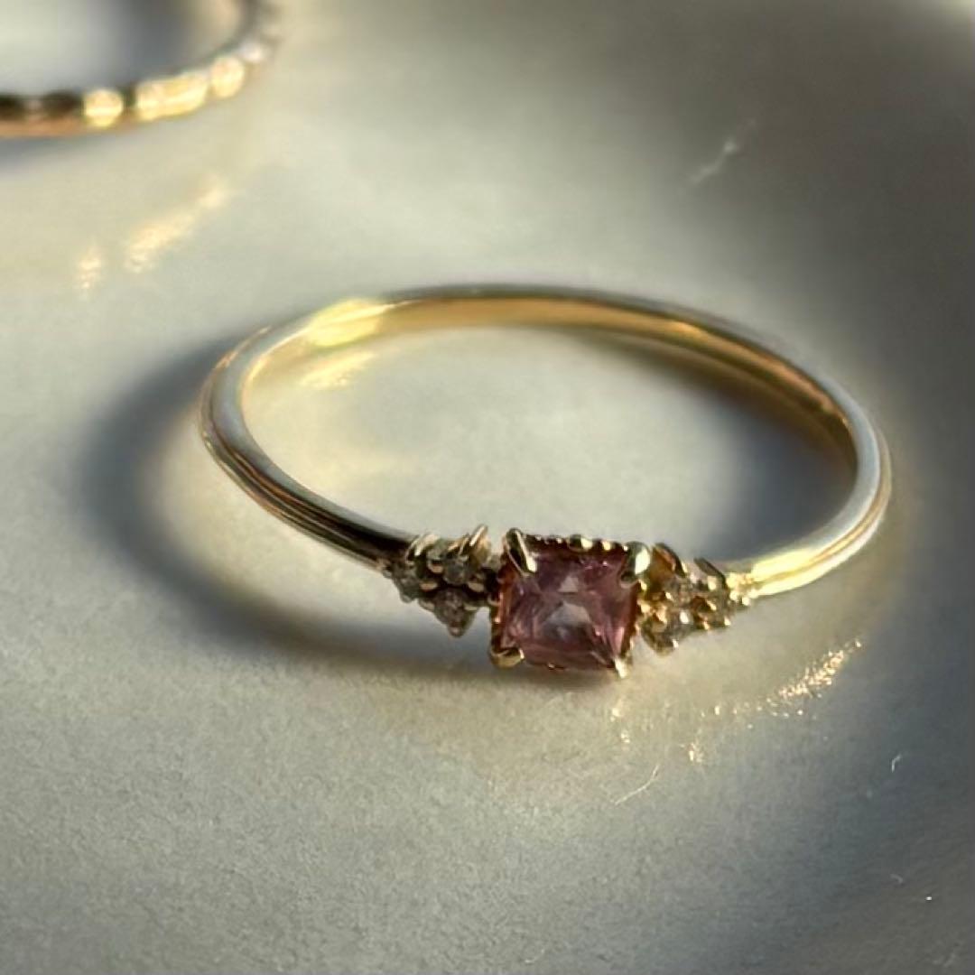 ■完売品■【NOIR DE POUPEE】K10シャンパンガーネット×CZリング