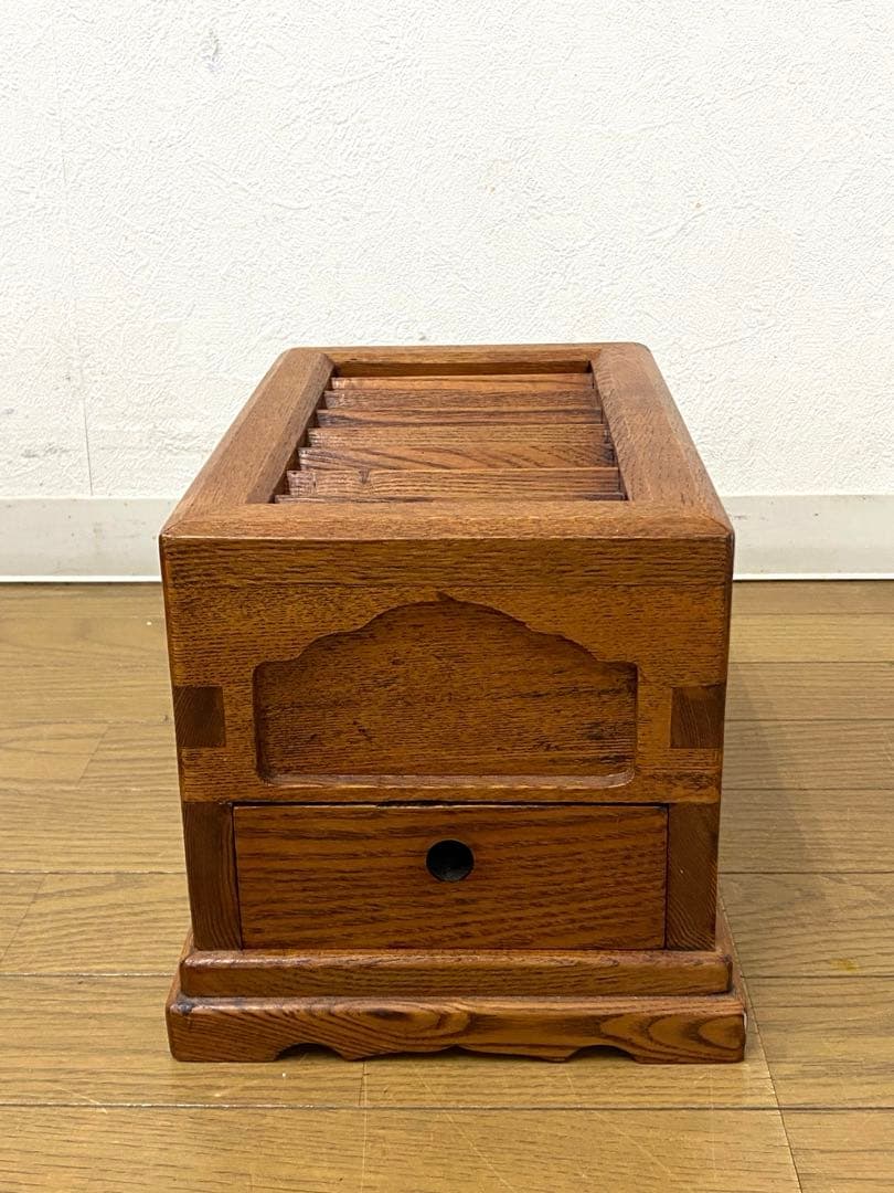 美品 アンティーク レトロ 小ぶり 賽銭箱 貯金箱 木製 けやき 無垢