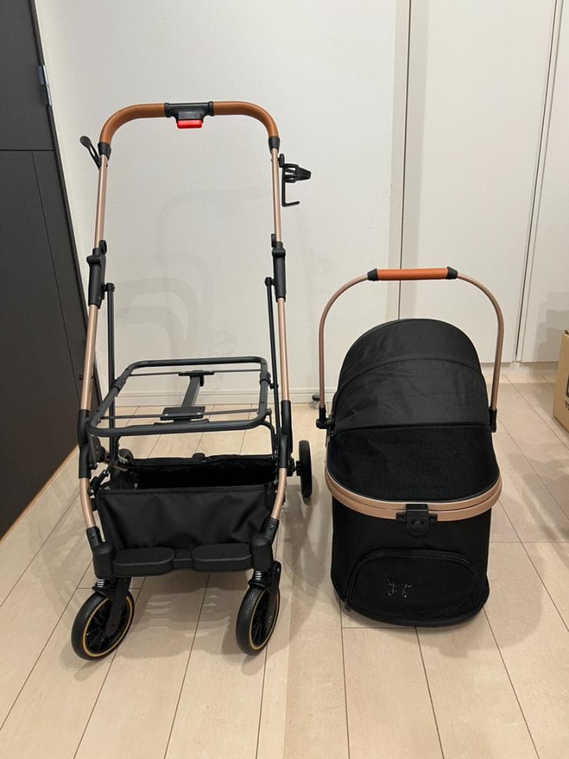 【新品・未使用】ペットカート 黒 分離型 犬猫 バギー 耐荷重20㎏ 折畳み