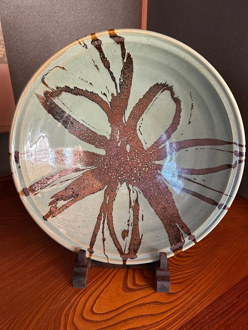 【一点モノ‼️】最高級　青柿流皿　大皿　飾り皿　直径約52cm インテリア　和室