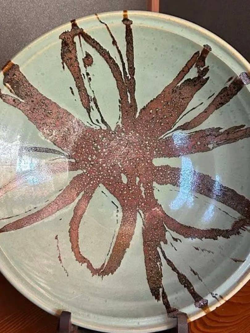 【一点モノ‼️】最高級　青柿流皿　大皿　飾り皿　直径約52cm インテリア　和室