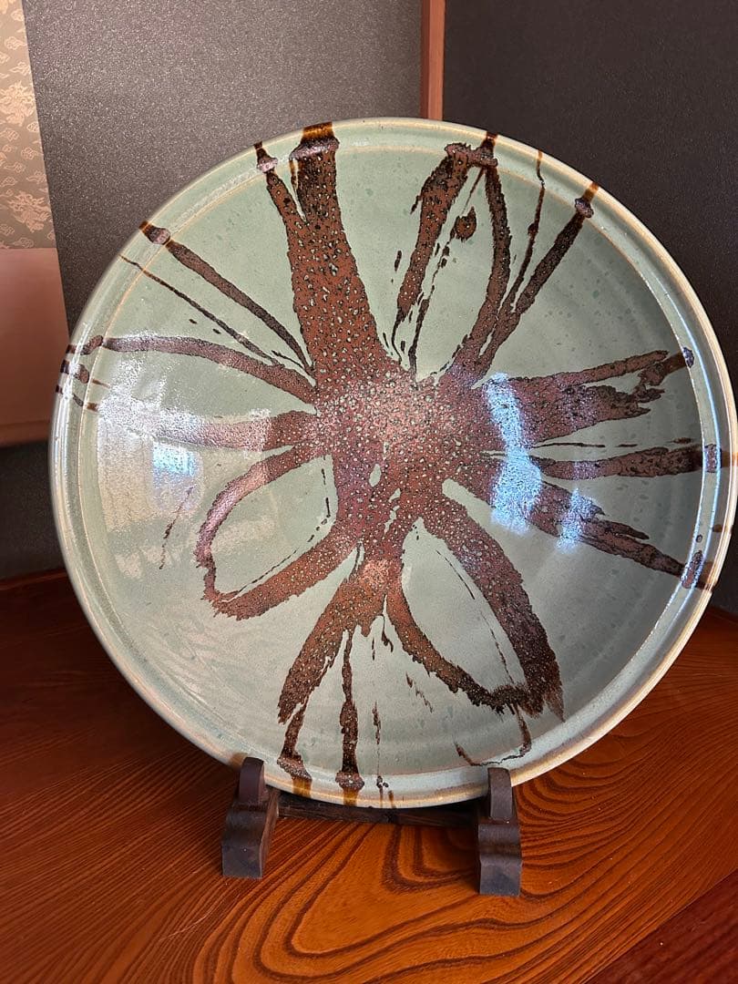 【一点モノ‼️】最高級　青柿流皿　大皿　飾り皿　直径約52cm インテリア　和室