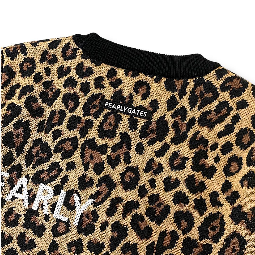 1 新品 パーリーゲイツ ビッグロゴ レオパード ウール混 ニット 日本製051