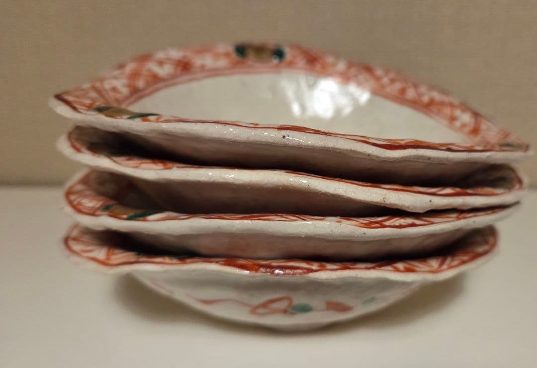 黒岩卓実 赤絵 浅鉢 変形鉢 4枚セット