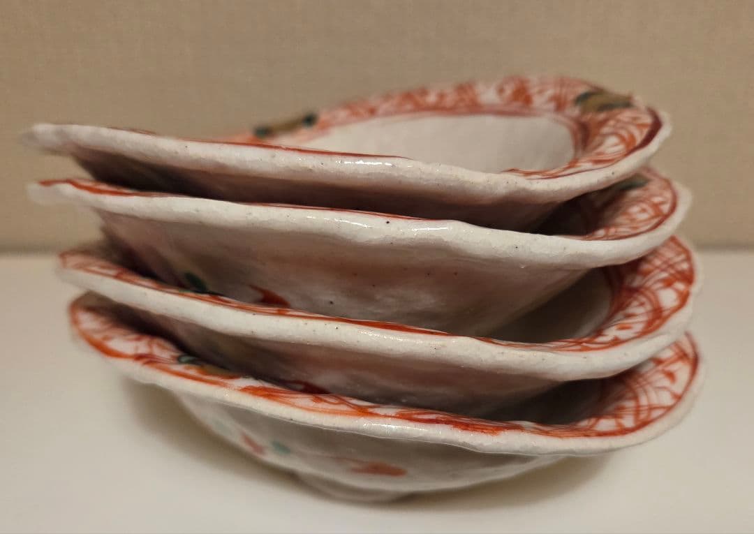 黒岩卓実 赤絵 浅鉢 変形鉢 4枚セット