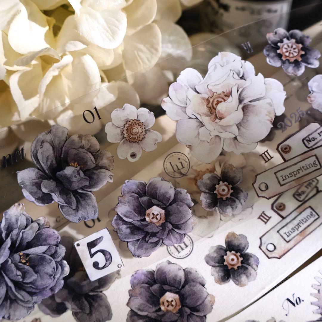 壹洱原创《烟墨白》海外マスキングテープ　マステ 【2375】