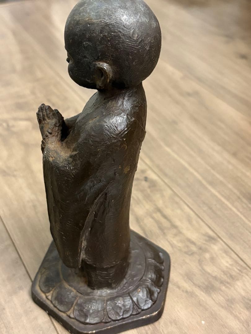 友沢正彦 祈り 21cm 仏像 地蔵菩薩 合掌地蔵 ブロンズ像 彫刻